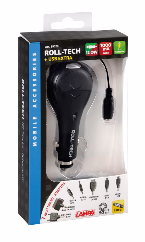 Lampa Caricabatteria multipresa con 1 porta Usb - 1000 mA - 12/24V