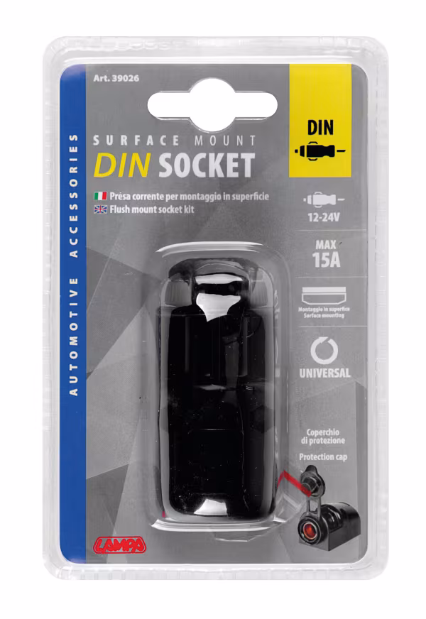 Lampa Presa corrente DIN, montaggio in superficie, 12/24V
