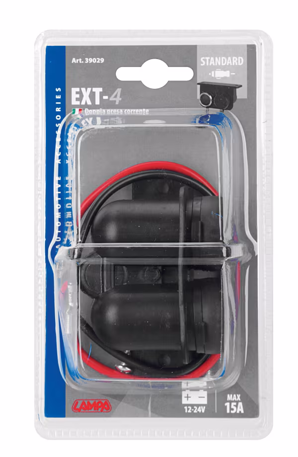 Lampa Doppia presa corrente impermeabile, montaggio in superficie, 12/24V