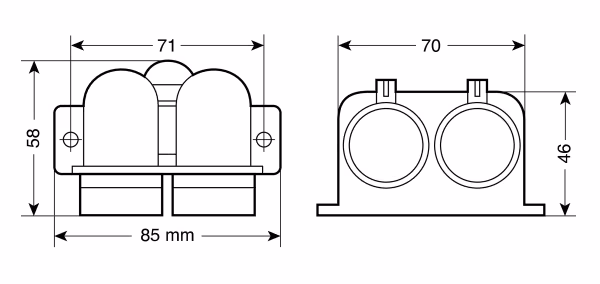 Lampa Doppia presa corrente impermeabile, montaggio in superficie, 12/24V