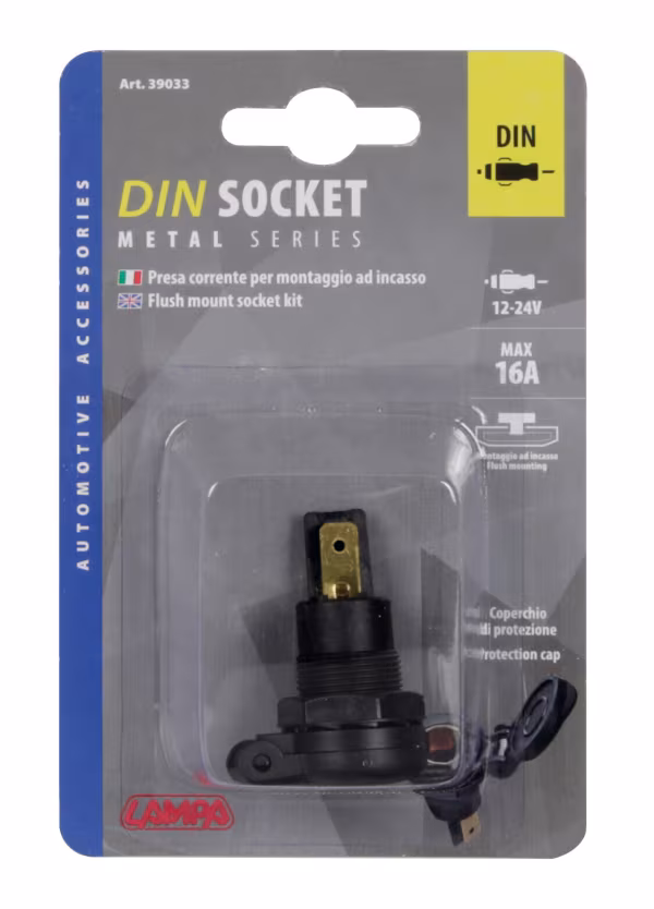 Lampa Presa corrente DIN, montaggio ad incasso, 12/24V