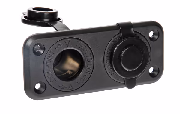 Lampa Ext-2, doppia presa corrente, montaggio ad incasso, 12/24V