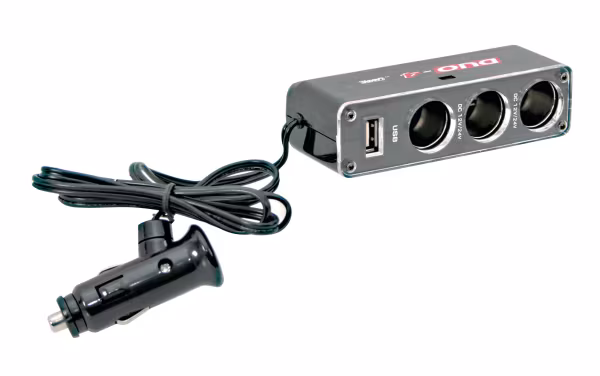 Lampa Dual-Power, presa corrente tripla con USB, 12/24V