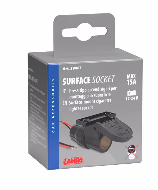 Lampa Presa corrente montaggio superficie 12/24V - 15A