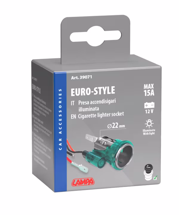 Lampa Euro-Style, presa accendisigari illuminata 12V