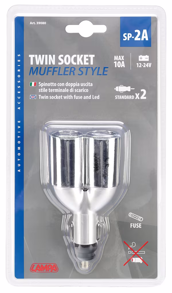 Lampa Dual-Muffler, presa corrente doppia 12/24V