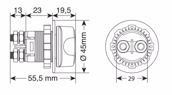 Lampa Ext-11, interruttore stacca batteria a 3 posizioni, 12/32V