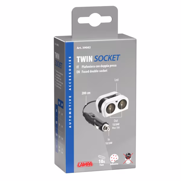 Lampa Presa corrente doppia con prolunga 12/24V