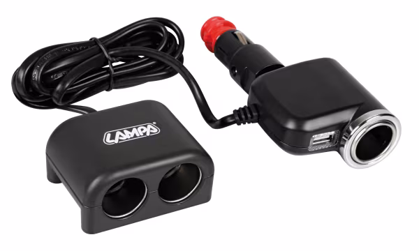 Lampa Duo 3+1, presa accendisigari multipla con USB, 12/24V