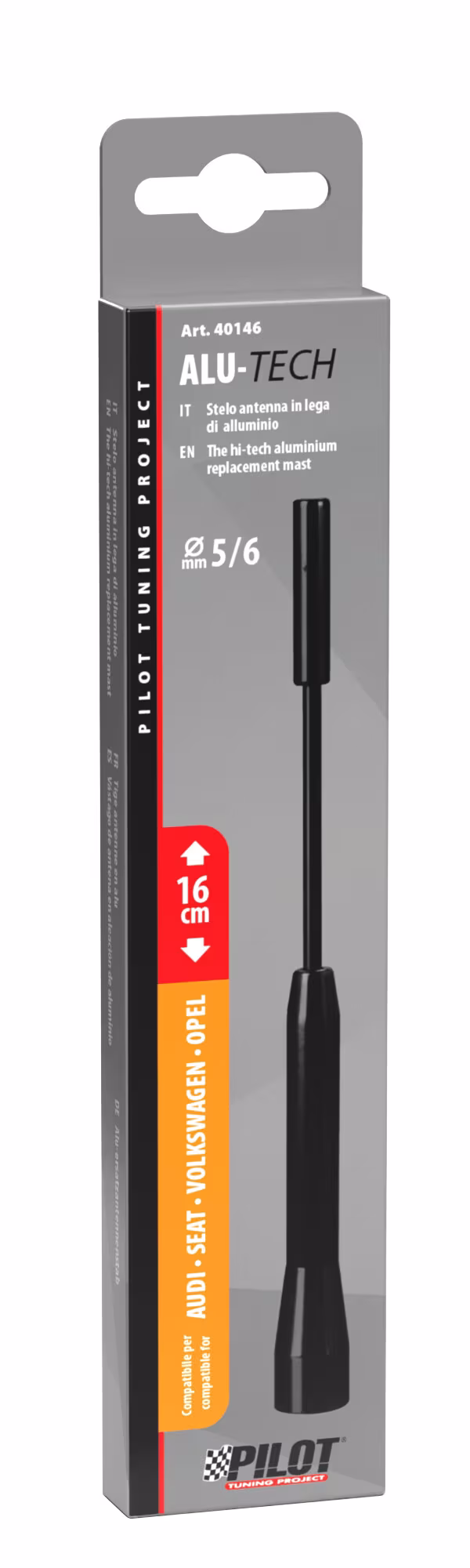Pilot Alu-Tech, stelo antenna - Ø 5 mm - Nero