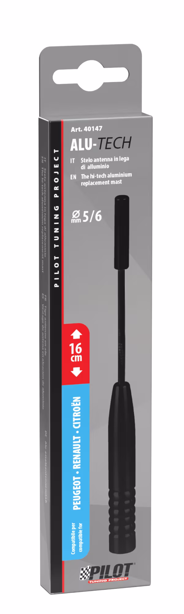 Pilot Alu-Tech, stelo antenna - Ø 6 mm - Nero