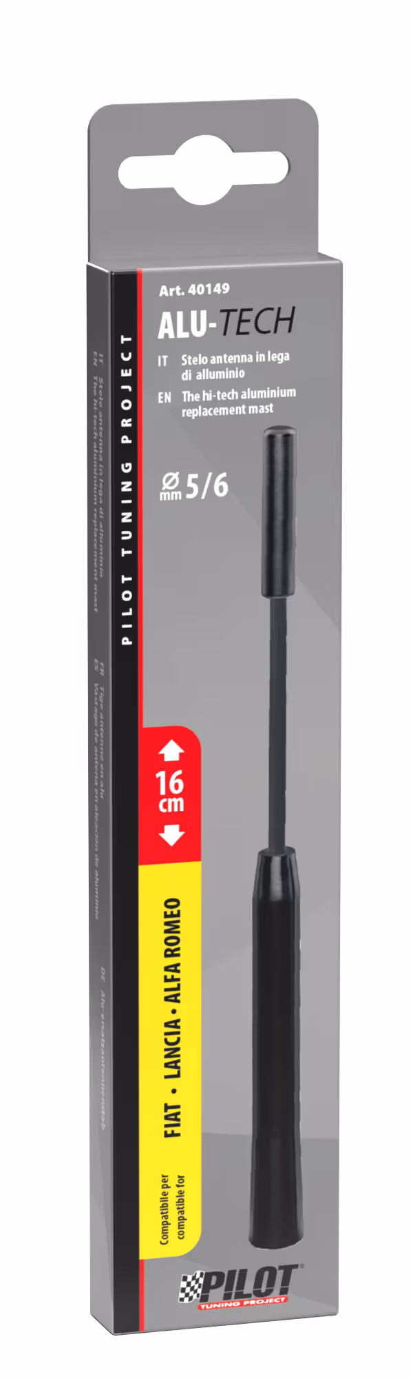 Pilot Alu-Tech, stelo antenna - Ø 6 mm - Nero