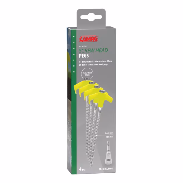 Lampa Picchetti a vite con testa da 13 mm, set 4 pz - 183 x 7,3 mm