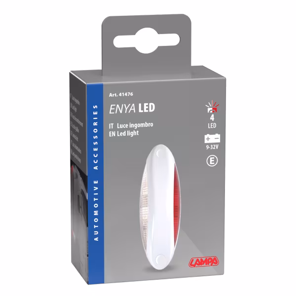 Lampa Luce ingombro - 4 Led - 12/24V - Bianco/Rosso - Scocca bianco