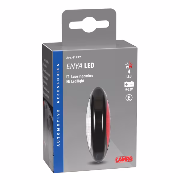 Lampa Luce ingombro - 4 Led - 12/24V - Bianco/Rosso - Scocca nero