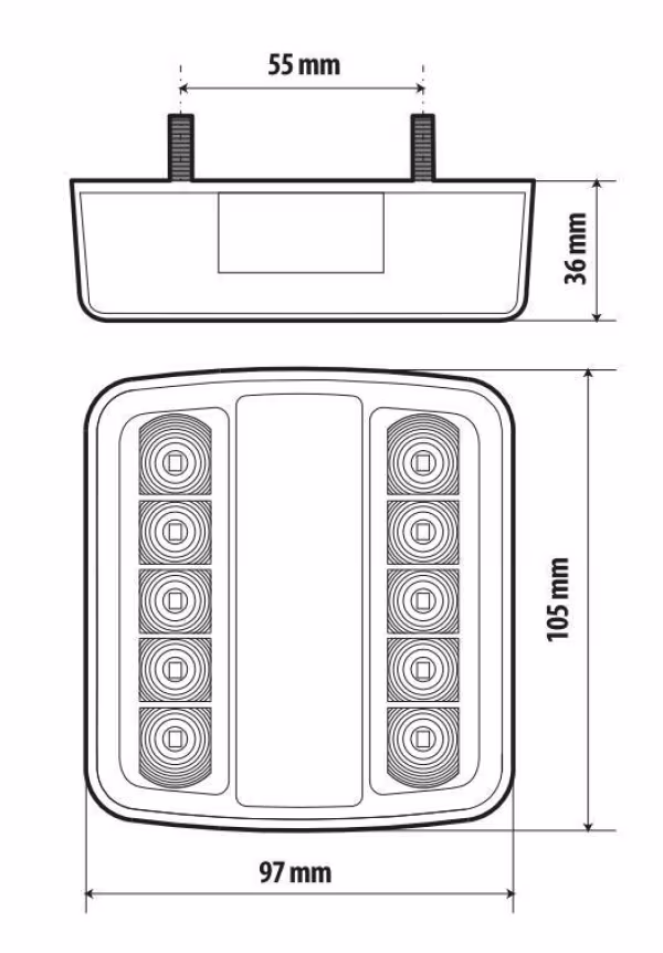 Lampa Full-Led, fanale posteriore a 14 Led, 12/24V