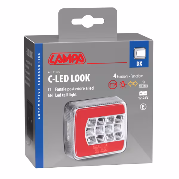 Lampa C-Led Look, fanale posteriore Led 4 funzioni, 12/24V - Destro