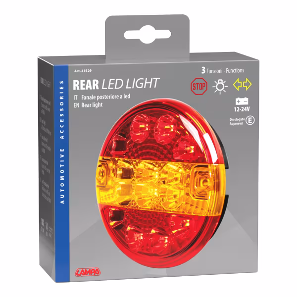 Lampa Fanale rotondo posteriore Led 3 funzioni, 12/24V