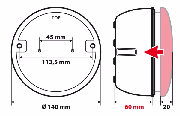 Lampa Scocca per fanali rotondi posteriori a Led