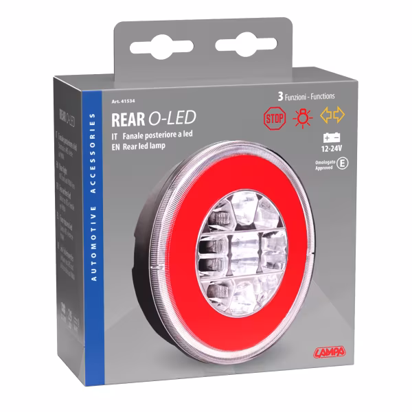Lampa Rear O-LED, fanale posteriore 3 funzioni a led 12/24V
