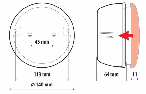 Lampa Scocca per fanali rotondi posteriori O-Led