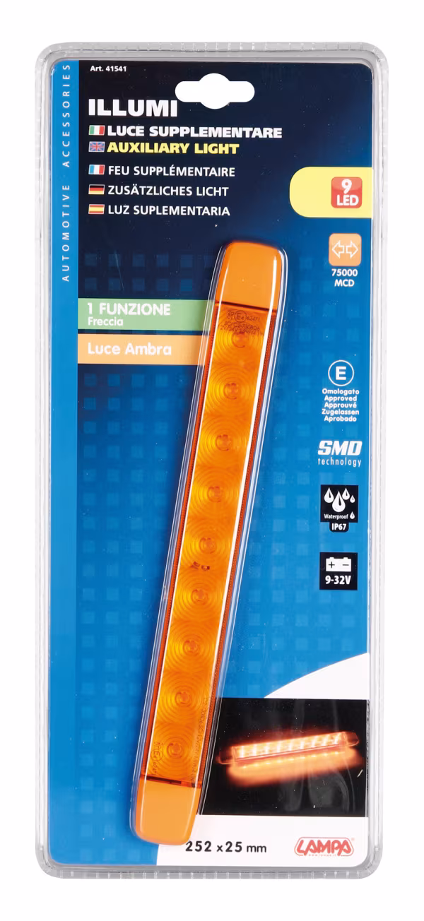 Lampa Illumi, luce ingombro - 9 Led - 12/24V - Arancio - 1 funzione