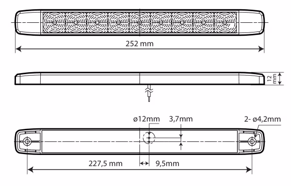 Lampa Illumi, luce ingombro - 9 Led - 12/24V - Arancio - 1 funzione