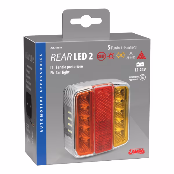 Lampa Rear Led 2, fanale posteriore a Led, 5 funzioni, 12/24V
