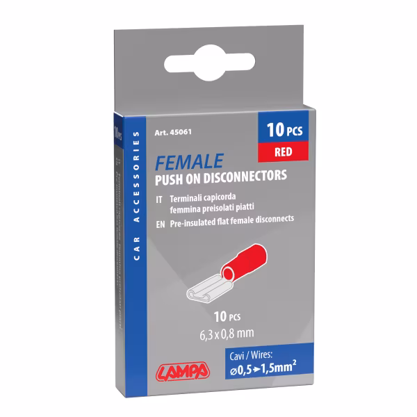 Lampa 10 terminali - capicorda femmina piatti - Rosso