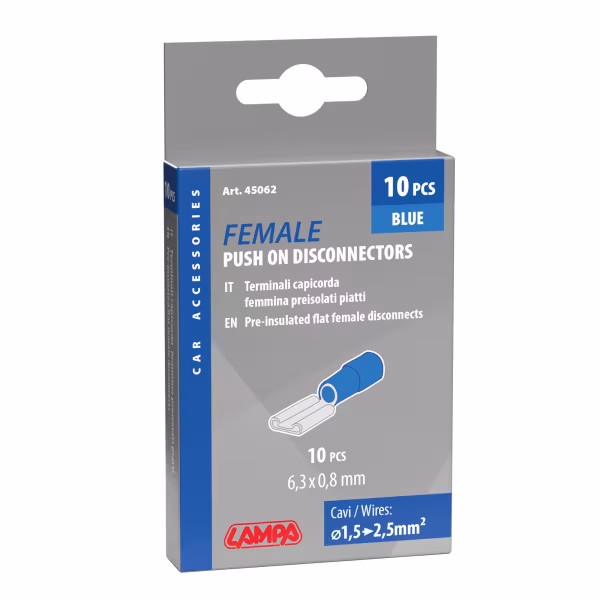 Lampa 10 terminali - capicorda femmina piatti - Blu
