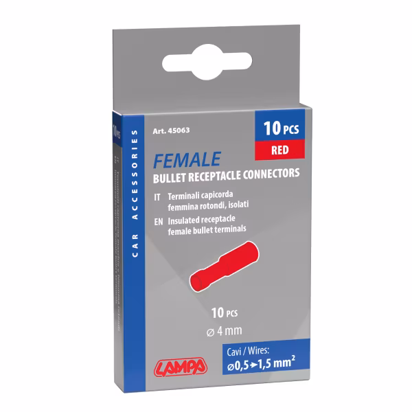 Lampa 10 terminali - capicorda femmina rotondi - Rosso