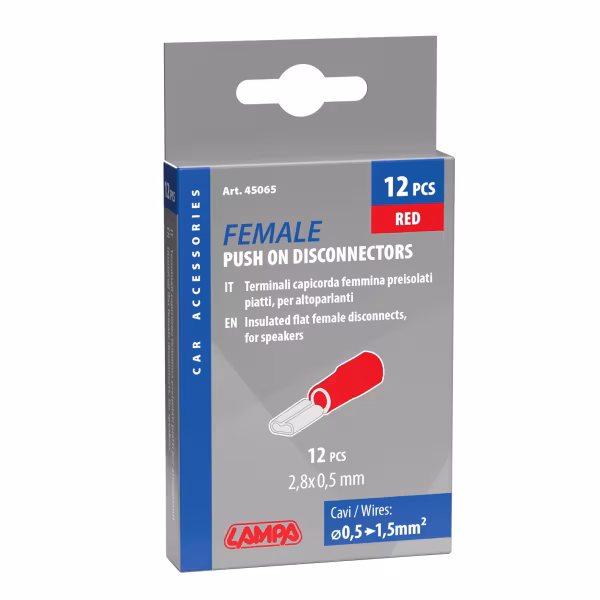 Lampa 12 terminali - capicorda femmina piatti per altoparlanti - Rosso