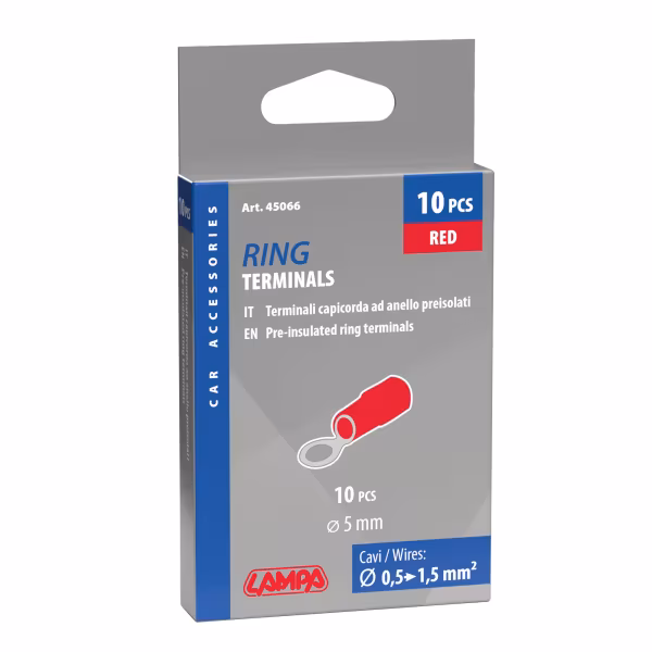 Lampa 10 terminali - capicorda ad anello - Rosso