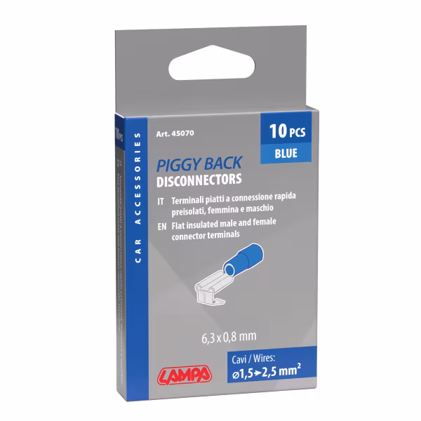 Lampa 10 terminali - capicorda doppio innesto maschio+femmina - Blu
