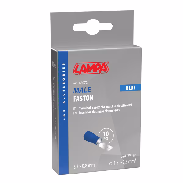 Lampa 10 terminali - capicorda maschio piatti - Blu
