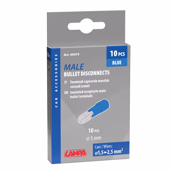 Lampa 10 terminali - capicorda maschio rotondi - Blu