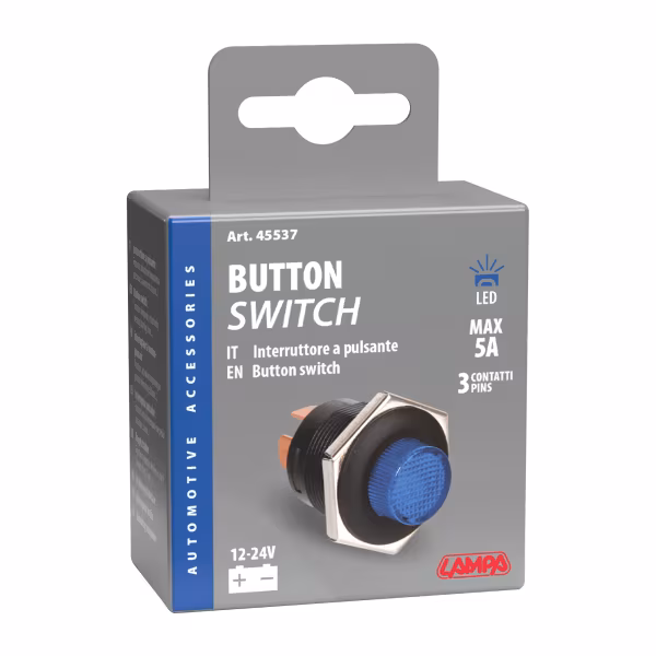 Lampa Interruttore a pulsante con spia a Led - 12/24V