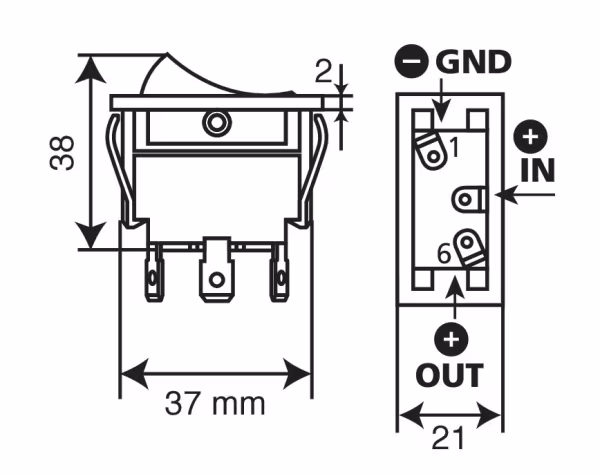 Lampa Interruttore con spia a Led - 12/24V - 20A