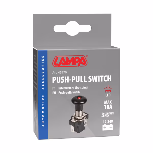 Lampa Interruttore tira-spingi con spia a Led - 12/24V
