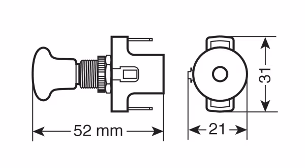 Lampa Interruttore tira-spingi con spia a Led - 12/24V