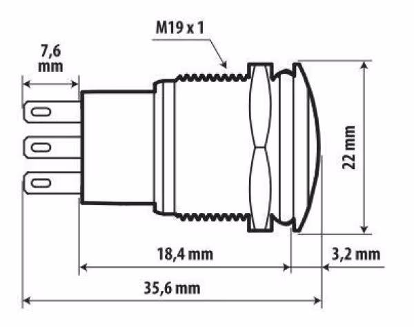 Lampa Interruttore a pulsante con spia a Led, 12/24V