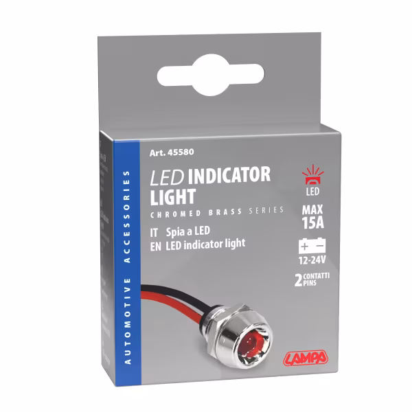 Lampa Spia a Led, in ottone cromato - 12/24V