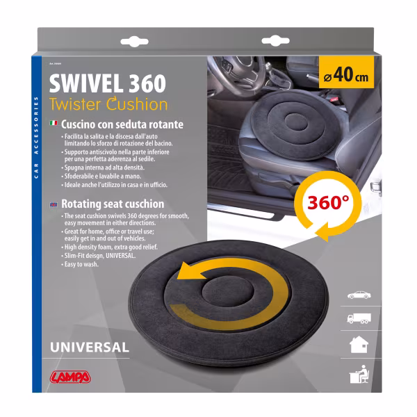Lampa Swivel 360, cuscino con seduta rotante