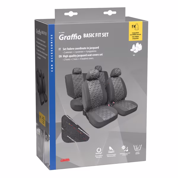 Lampa Graffio Basic-Fit, set fodere coordinate in jacquard, universali - Antracite