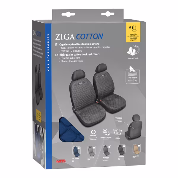 Lampa Ziga, coppia coprisedili anteriori in cotone, universali