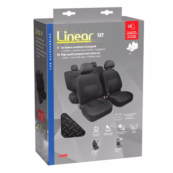 Lampa Linear, set fodere coordinate in jacquard - Nero