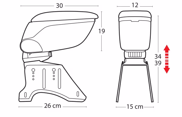 Lampa Classic, bracciolo 4 funzioni con doppio sistema di fissaggio