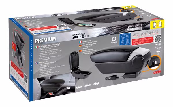 Lampa Premium, bracciolo 3 funzioni con doppio sistema di fissaggio e connessione USB, 12V