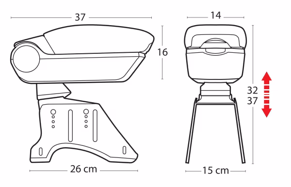 Lampa Premium, bracciolo 3 funzioni con doppio sistema di fissaggio e connessione USB, 12V