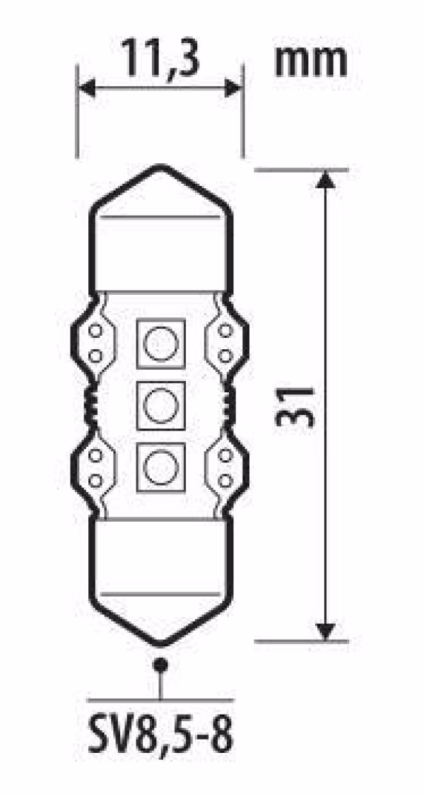Pilot 12V Ultra-Lumen Series - 11,3x31 mm - SV8,5-8 - 1 pz  - Scatola - Bianco - Doppia polarità
